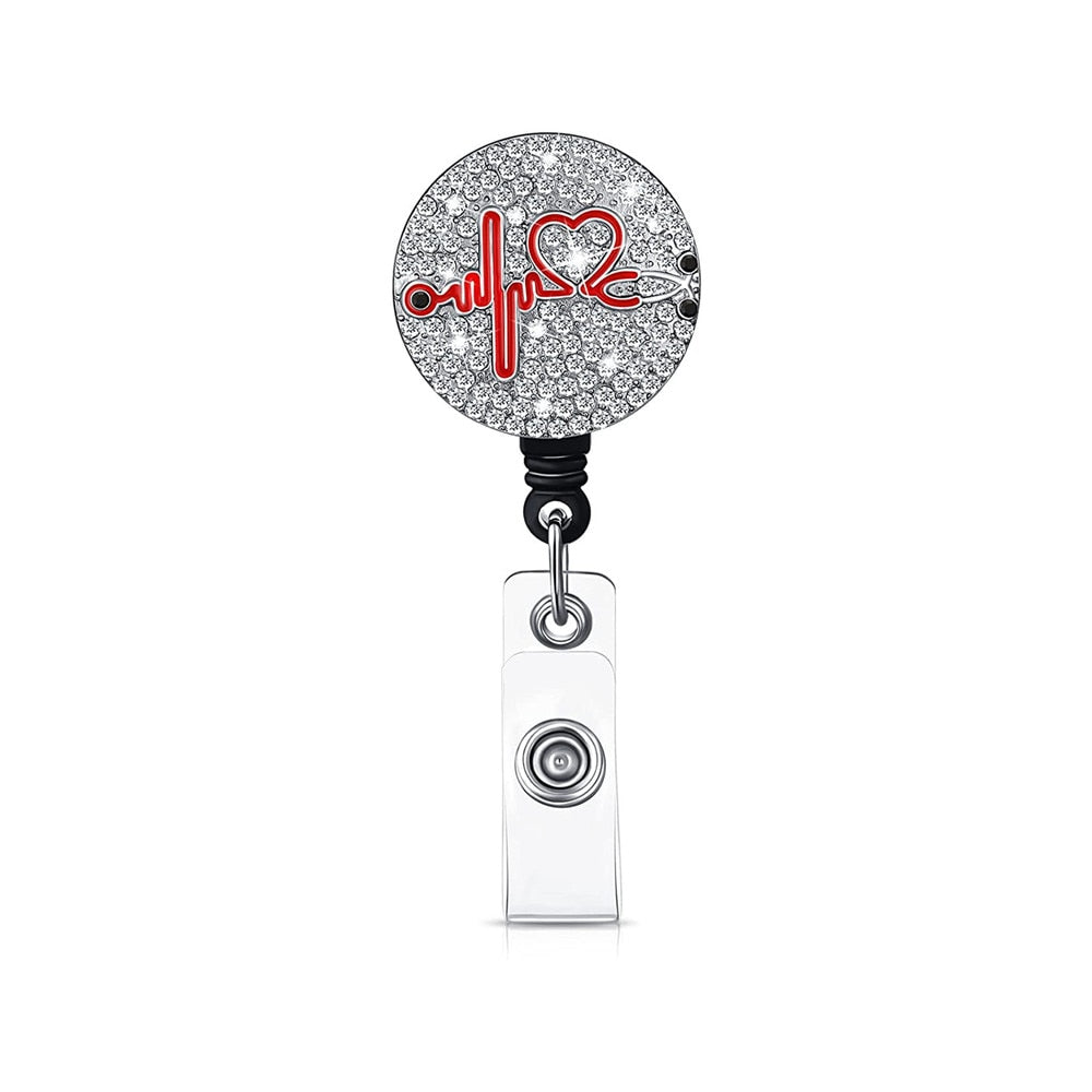 Rhinestones Nurse Badge Clip